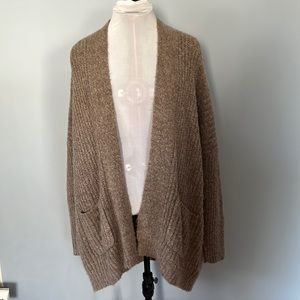 Dreamers Gray and Tan Open Front Cardigan Size M/L